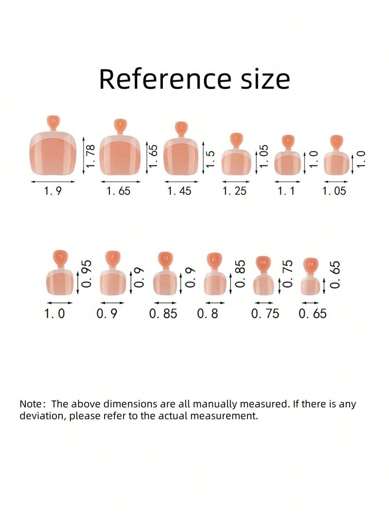 اظافر تركيب بشكل مربع فرنش للأظافر والقدمين 48 قطعة  - طقم 48 قطعة شكل مربّع لامع للأظافر والقدمين مع مبرد - Image 3